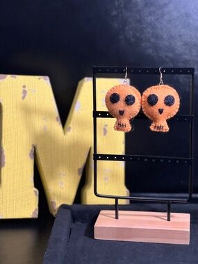 Felted Skull Earrings
